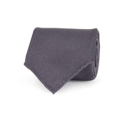 Grey plain panama pure silk unlined handmade tie- Fumagalli 1891