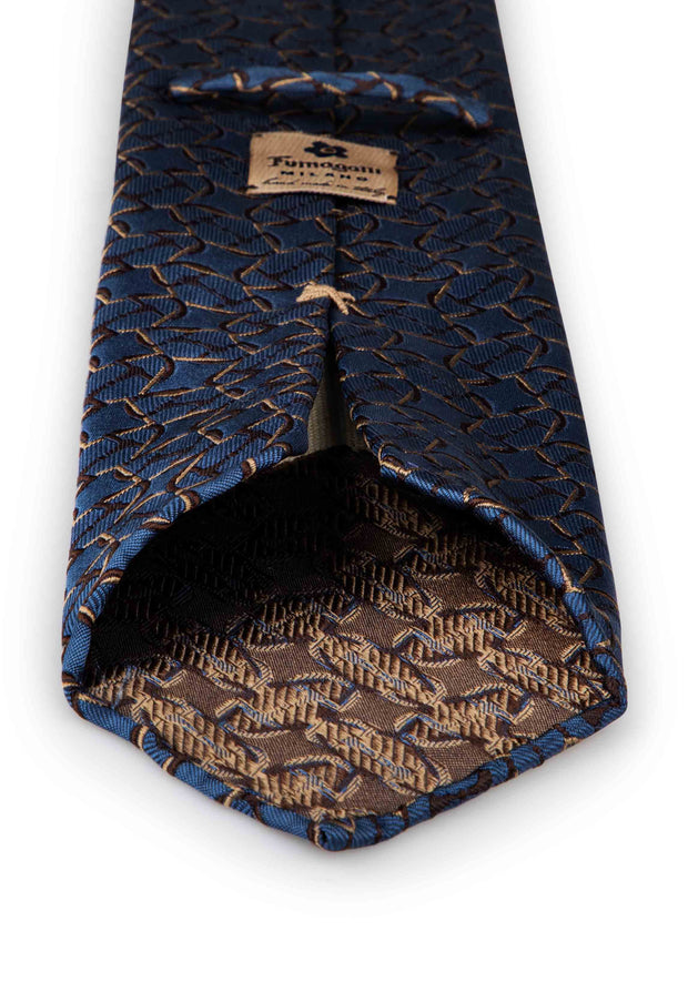hand made jacquard unlined tie with brown and sand brown patterned