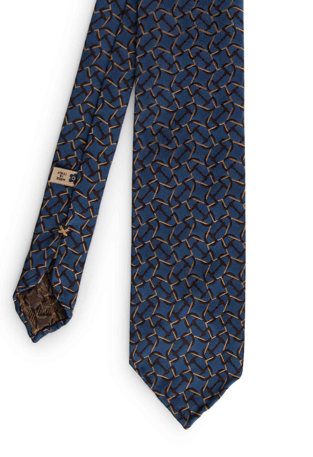 hand made jacquard tie unlined, with little label and brown detail