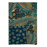 LAVANDA - light blue and brown diamond and macro paisley double face hand made scarf
