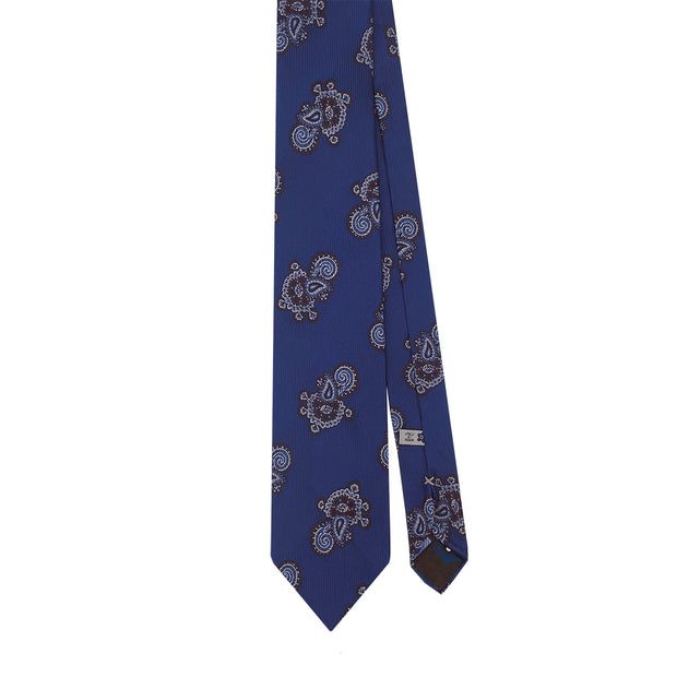 Cravatta jacquard blu in seta con motivo paisley - Fumagalli 1891
