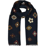 Blue macro diamonds vintage wool scarf
