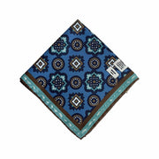 Brown paisley jacquard tie and blue vintage pocket square set - Fumagalli 1891