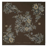 Brown floral & paisley silk & cotton pocket square - Fumagalli 1891