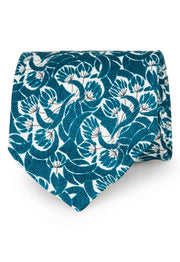 Blue floral pattern vintage silk hand made tie - Fumagalli 1891