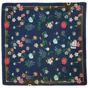 Blue floral silk & cotton handmade scarf 60