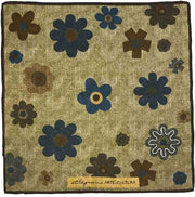 Light brown macro floral silk & cotton handmade scarf 60
