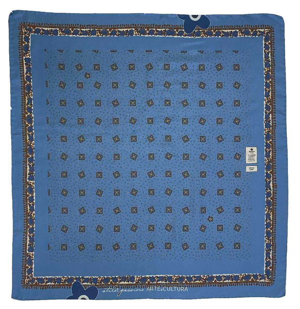Bandana foulard azzurro in twill di seta design classico