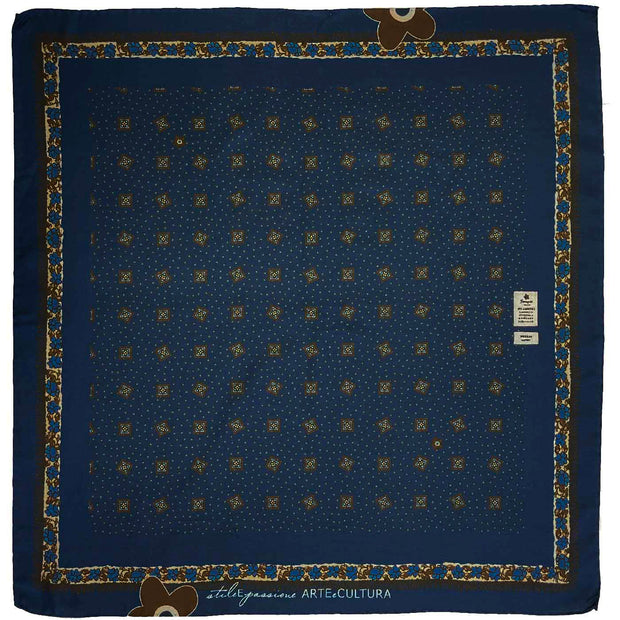 Bandana foulard modello classico blu in twill di seta 