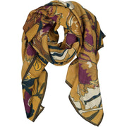 yellow wool scarf with macro floral design