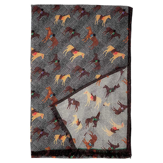 Fringed grey horses wool hand made scarf - Fumagalli 1891