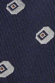 Cravatta blu in pura seta jacquard con motivo classico - Fumagalli 1891