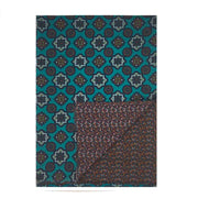 floral and diamonds blue and brown double face scarf