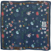 Pocket floreale blu e tasca di lino quadrata- Fumagalli 1891