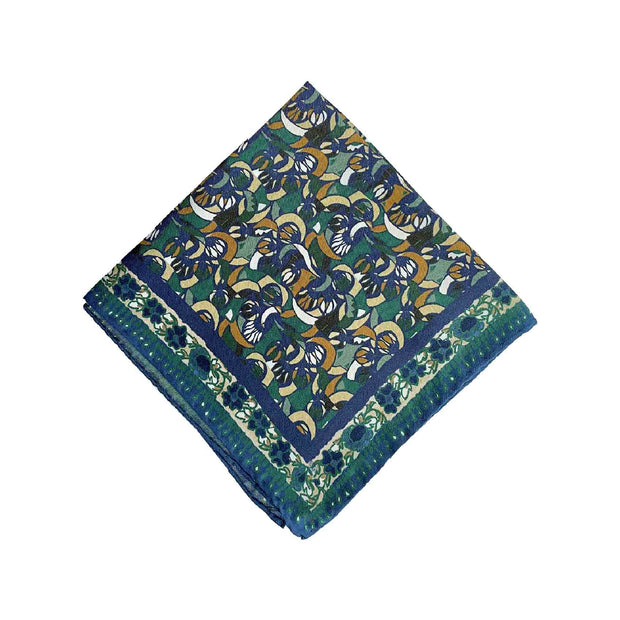 Green abstract design silk pocket square - Fumagalli 1891