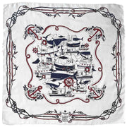 White printed sea design silk & cotton foularino- Fumagalli 1891