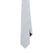 WHITE & BLUE PRINTED CLASSIC LITTLE PATTERN VINTAGE SILK HAND MADE TIE