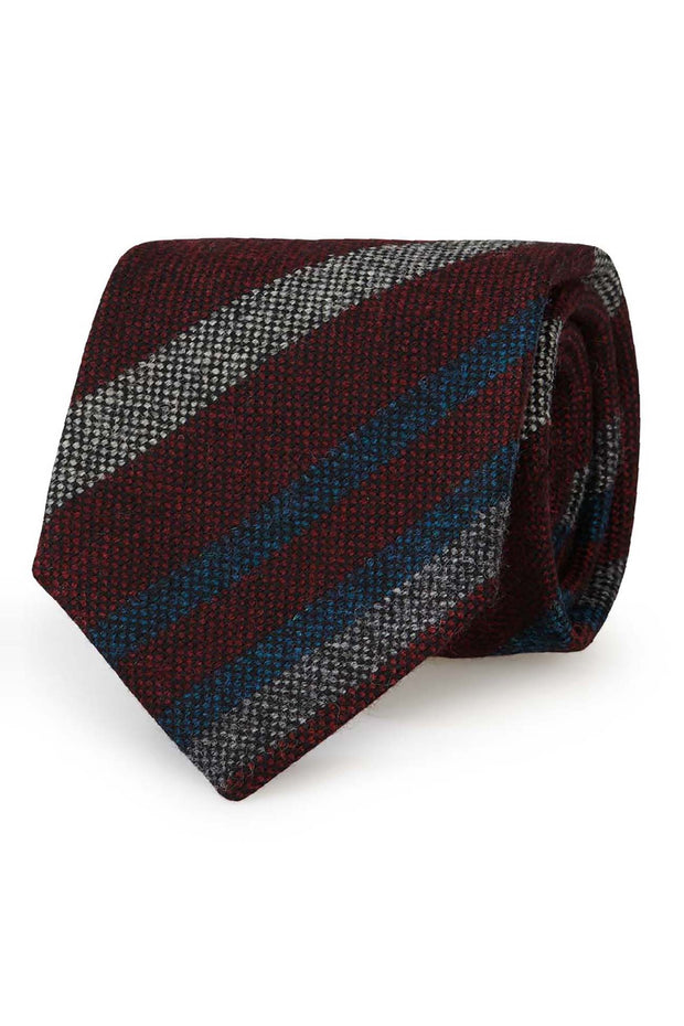 Striped red donegal hand made pure wool tie - Fumagalli 1891