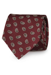 Red little paisley pattern jacquard hand made silk tie