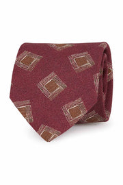 Cravatta in seta lana jacquard con medaglioni beigle - Fumagalli 1891