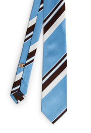hand made tie with little stripes white & brown, the biggest tie are light blue