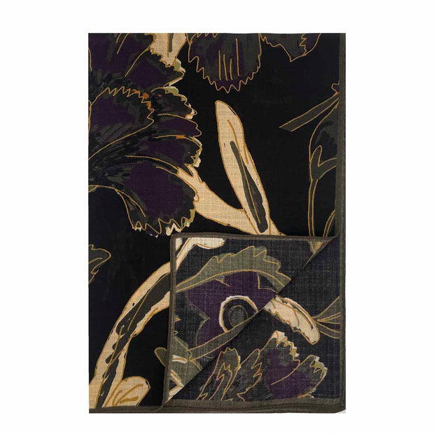 VIOLA - dark blue macro floral vintage printed hand made scarf