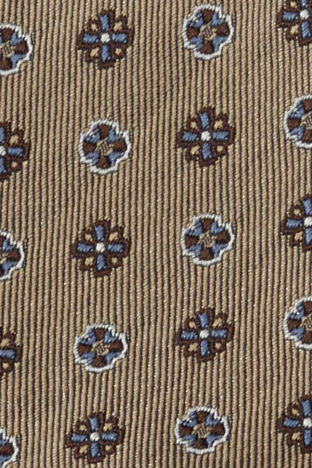 Cravatta beige con piccolo motivo floreale vintage - Fumagalli 1891