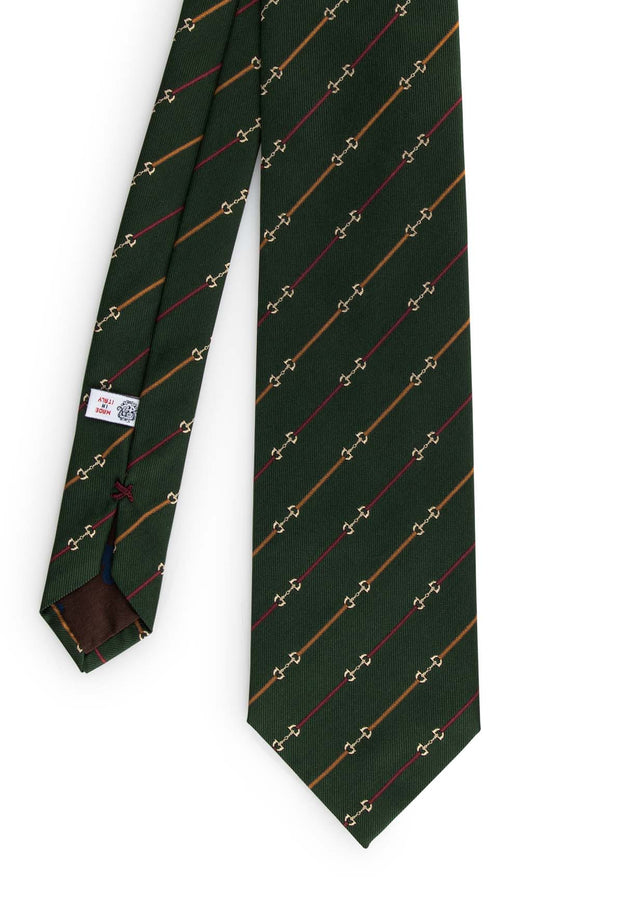 Cravatta verde con motivo a righe jacquard - Fumagalli 1891