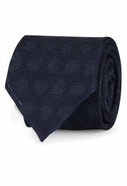 Cravatta sfoderata in garza blu con pattern di piccoli paisley  - Fumagalli 1891