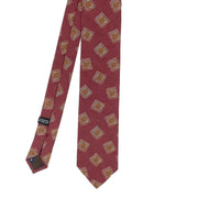 Cravatta in seta lana jacquard con medaglioni beigle - Fumagalli 1891