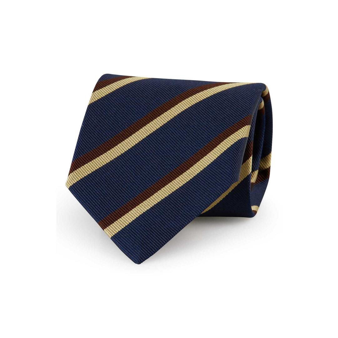 ohne Markenname Cravatta in seta - oro beige nero striato ohne Markenname Cravatta in seta - oro beige nero striato