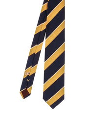 Cravatta regimental blu e gialla cucita a mano - Fumagalli 1891
