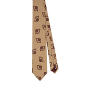 TOKYO - Beige and brown geometrical pattern printed silk hand made tie