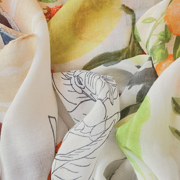 White and Beige citrus cashmere shawl