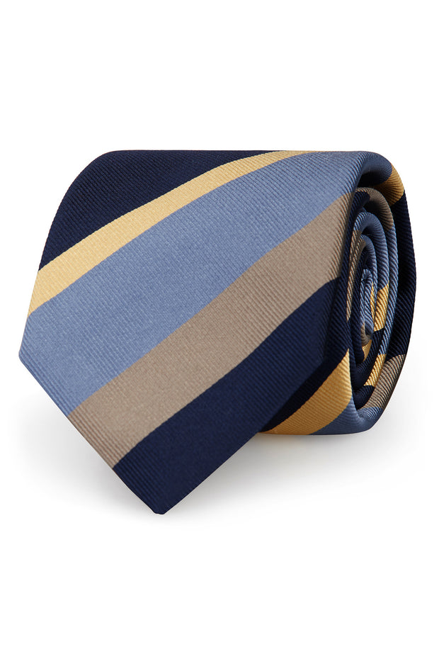 Cravatta d'archivio regimental blu grigio beige e azzurro - Fumagalli 1891