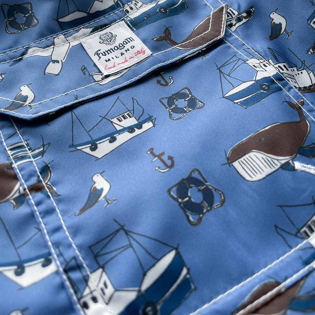 Swim costumi sostenibili a motivi di mare blu chiaro - Fumagalli 1891