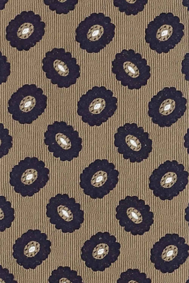 Light brown paisley jacquard silk hand made tie - Fumagalli 1891