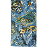 Light blue paisley & floral silk & cotton fringed scarf