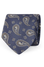 Cravatta blu paisley lunghezze diverse in seta  - Fumagalli 1891