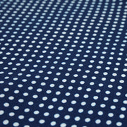 dark blue pocket square with many big polka dots