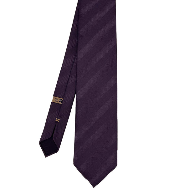 Purple plain reps pure silk unlined handmade tie- Fumagalli 1891