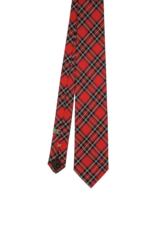 Cravatta in seta motivo tartan rosso - Fumagalli 1891