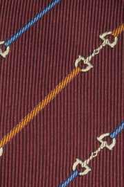 Burgundy striped pattern jacquard silk hand made tie - Fumagalli 1891