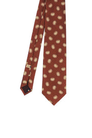 Cravatta rosso mattone in pura seta jacquard con paisley - Fumagalli 1891
