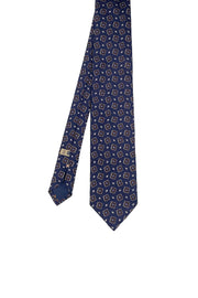 Cravatta blu medallion in seta extra lunga  - Fumagalli 1891