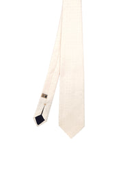 Cream white jacquard tie with classic motif embroidery