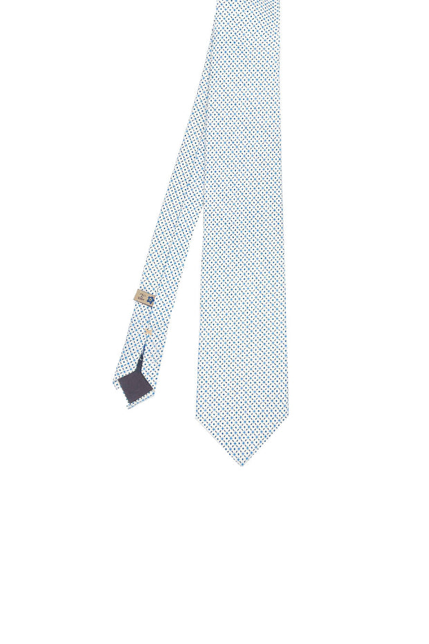 White printed tie with micro design