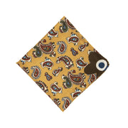 Set cravatta regimental azzurra e fazzoletto giallo con paisley - Fumagalli 1891