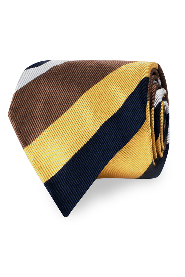 Regimental tie brown yellow blue unlined - Fumagalli 1891