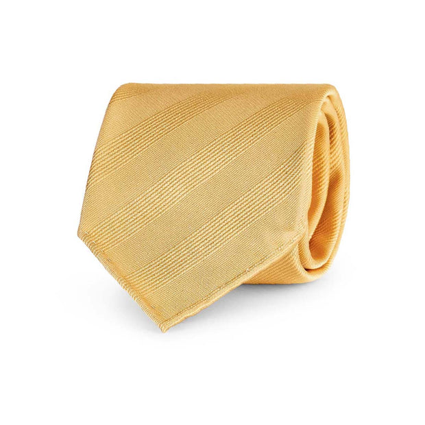 Yellow plain reps pure silk unlined handmade tie - Fumagalli 1891